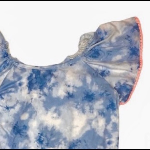 Wonder Nation Blue Tie Dye PomPom Ric Rac Short Sleeved Top/Coverup Size Med 7/8 - Picture 4 of 12